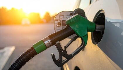 Refueling a Car at Sunset