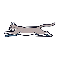 Running Cat: Dynamic illustration of a sleek cat in full stride, capturing speed and agility against a simplified background.