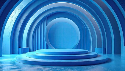 Obraz premium Abstract Blue Circular Stage Setting