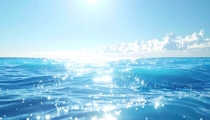 Bright Blue Ocean Water Glowing Under Sunlight