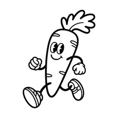 Cartoon carrot character running with a smile