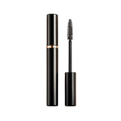 Mascara tube and wand, open isolated on transparent background