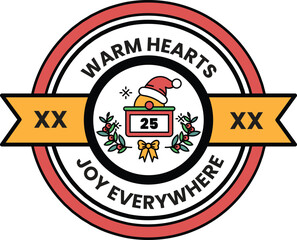 A black and white image of a warm heart with a Santa hat on it