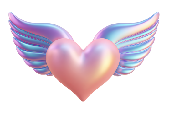 Holographic Heart With Wings - Powered by Adobe