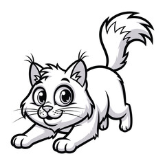 Obraz premium Playful Cat Illustration: A charming illustration of a playful cat, depicted in a captivating black and white style, full of personality and whimsy. 