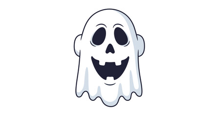 A cartoon ghost with a friendly face large eyes and a cutout mouth