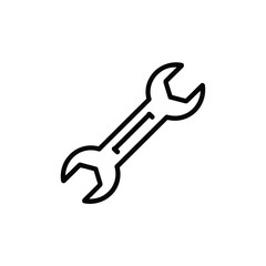 Simple black and white line drawing of a wrench tool
