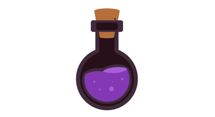 A potion bottle filled with purple liquid and a cork stopper