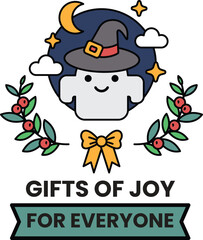 A black and white image of a witch with a bow on her head