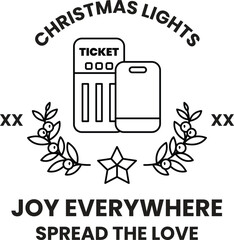 A white background with a black and white image of a ticket and a phone