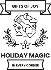 A black and white poster with a ribbon and a bottle on it