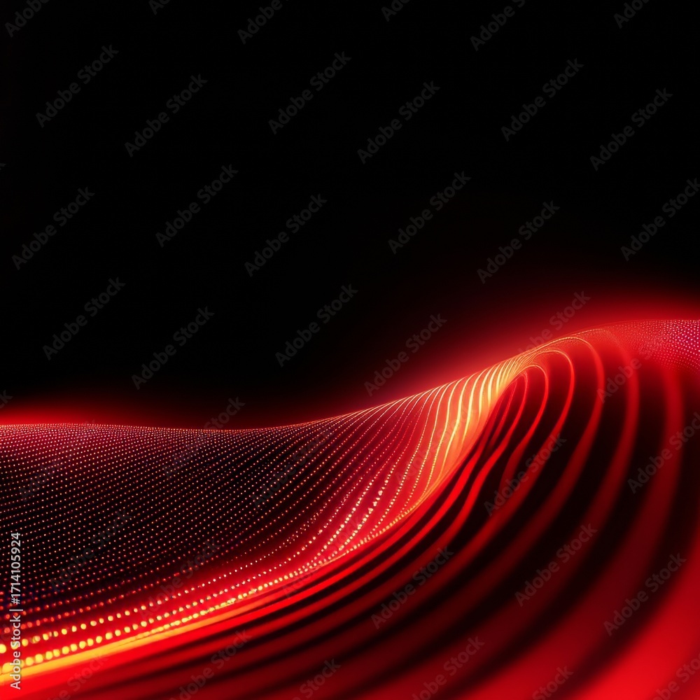 Canvas Prints abstract dark backdrop with vibrant red waves and sleek gradient curved lines for dynamic art design