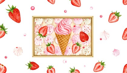 Sweet treat box with strawberries and meringue