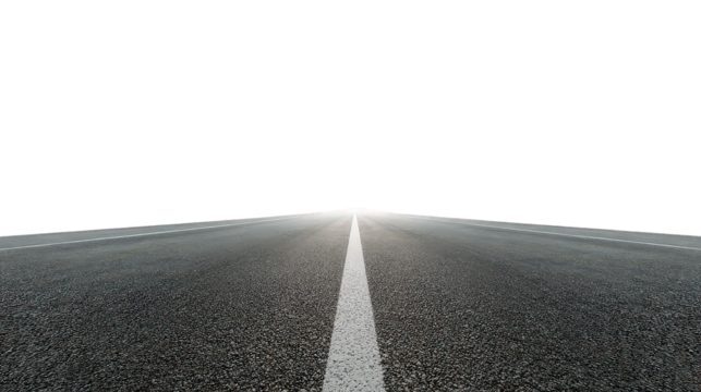 Asphalt Road with White Line Vanishing into Darkness