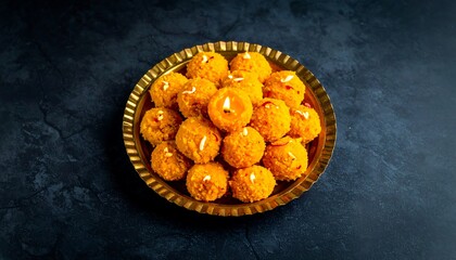 Sweet treats, golden balls, lit candles