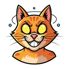 Cheshire Cat with Glowing Eyes: An illustration of a grinning cat with glowing eyes. Capturing the unique and curious creature in a bold illustration style.