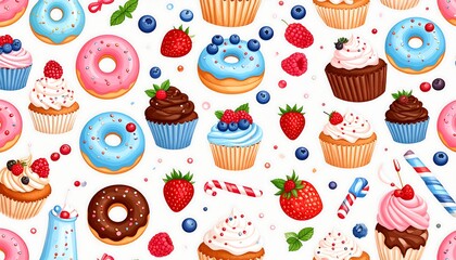 Sweet treats pattern with various desserts