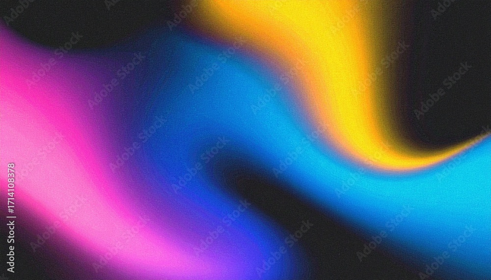 Sticker psychedelic aurora an abstract and dynamic color wave with a grainy gradient, blending glowing blue,