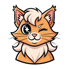Playful Feline's Charm: This vibrant illustration features a cheerful orange cat, playfully winking, and showcasing its adorable charm and infectious happiness.