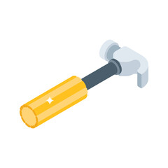 Easy to use 3d style icon of basic hammer tool
