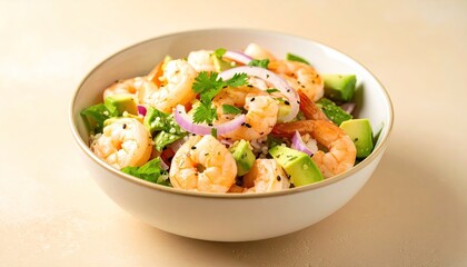 Shrimp and Avocado Salad in Bowl