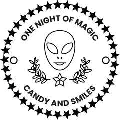 A black and white logo for a candy and smiles company