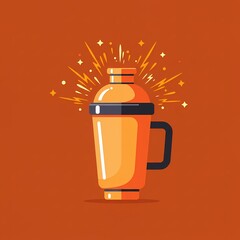 Bright orange shaker bottle with sparkles representing creatine supplement  