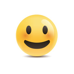 Fototapeta premium Joyful Emoji: A happy yellow emoji face that evokes feelings of happiness, smiles, and positive emotions.