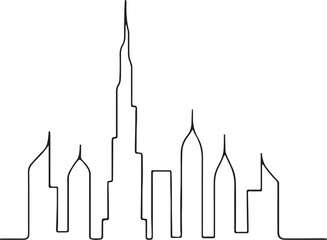 Detailed Dubai skyline vector illustration. 