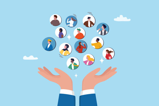 Inclusive, diversity or difference equality, variation at work, gender, religion or age difference, individuality or skin colors work together, businessman leader hold inclusive difference employees.