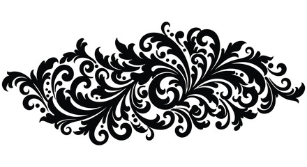 Elegant black floral swirl design an ornate decorative element illustration