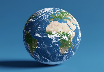 Earth Globe with Africa Europe and South America Visible Against Blue Background Global Perspective and Environmental Awareness