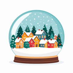 Charming Winter Village Scene Inside a Snow Globe