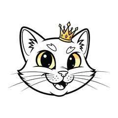 Royal Cat: A charming cartoon cat, regally adorned with a golden crown. This friendly feline radiates joy and embodies the playful spirit of a pampered pet.