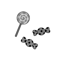 Monochrome Halloween Candy Illustration with Lollipop and Sweets