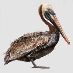 Brown Pelican Isolated on Transparent Background