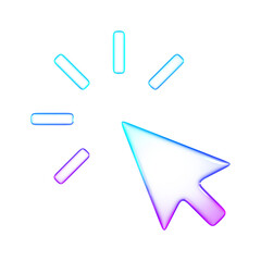 3D glassmorphism arrow cursor with loading circle. Minimal glossy digital icon for web, computer, and technology design.