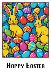 Easter. Card design. Pattern for printing on wall decorations, covers, posters. Oil paint