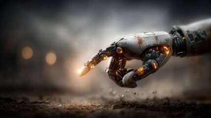 Close-up of a metallic robot hand