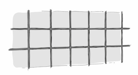 Rectangular grid featuring simple structure against white, providing visual appeal. Grid design showcases clear mesh and geometric patterns in monochromatic color scheme.