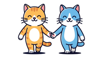 Cuddly Cat Companions: Two adorable cat characters walk hand-in-hand, their whimsical design exuding a sense of friendship and companionship.