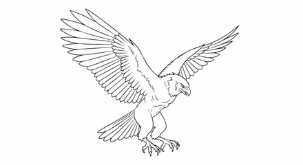 Obraz premium Eagle with wings outstretched in dynamic pose, illustration depicts themes of strength, freedom, and wild animal power. Ideal for nature, wildlife, or symbolic designs.