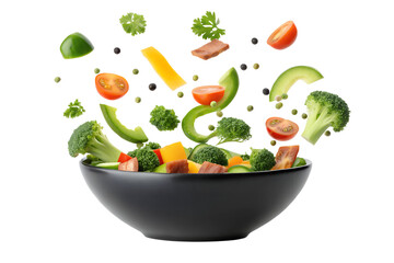 Fresh and Vibrant Salad Bowl with a Colorful Assortment of Vegetables, Isolated on a Clean White Background