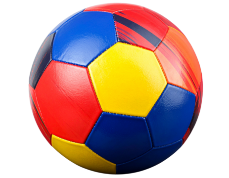 Modern Colorful Soccer Ball with Dynamic Design, isolated on a transparent background PNG