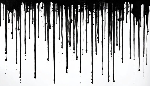 Black Ink Dripping Down White Background