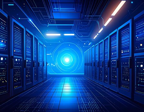 Futuristic server room (2) - Powered by Adobe