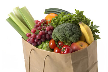 Healthy Eating Fresh Fruits & Vegetables in a Paper Bag