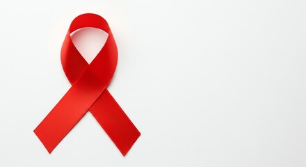 Red Ribbon on White Awareness Support Symbol Aids Prevention Concept