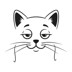 Relaxed Cat: A minimalist illustration of a relaxed and content cat's face, drawn with simple lines and shapes, embodying a sense of tranquility and ease.