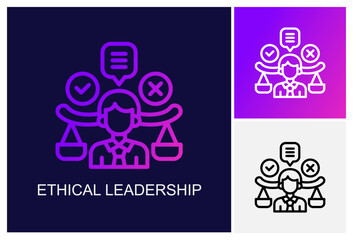 Ethical Leadership Icon.Style Is A Line Graphic Symbol In Black, Gradient, White Color Variants